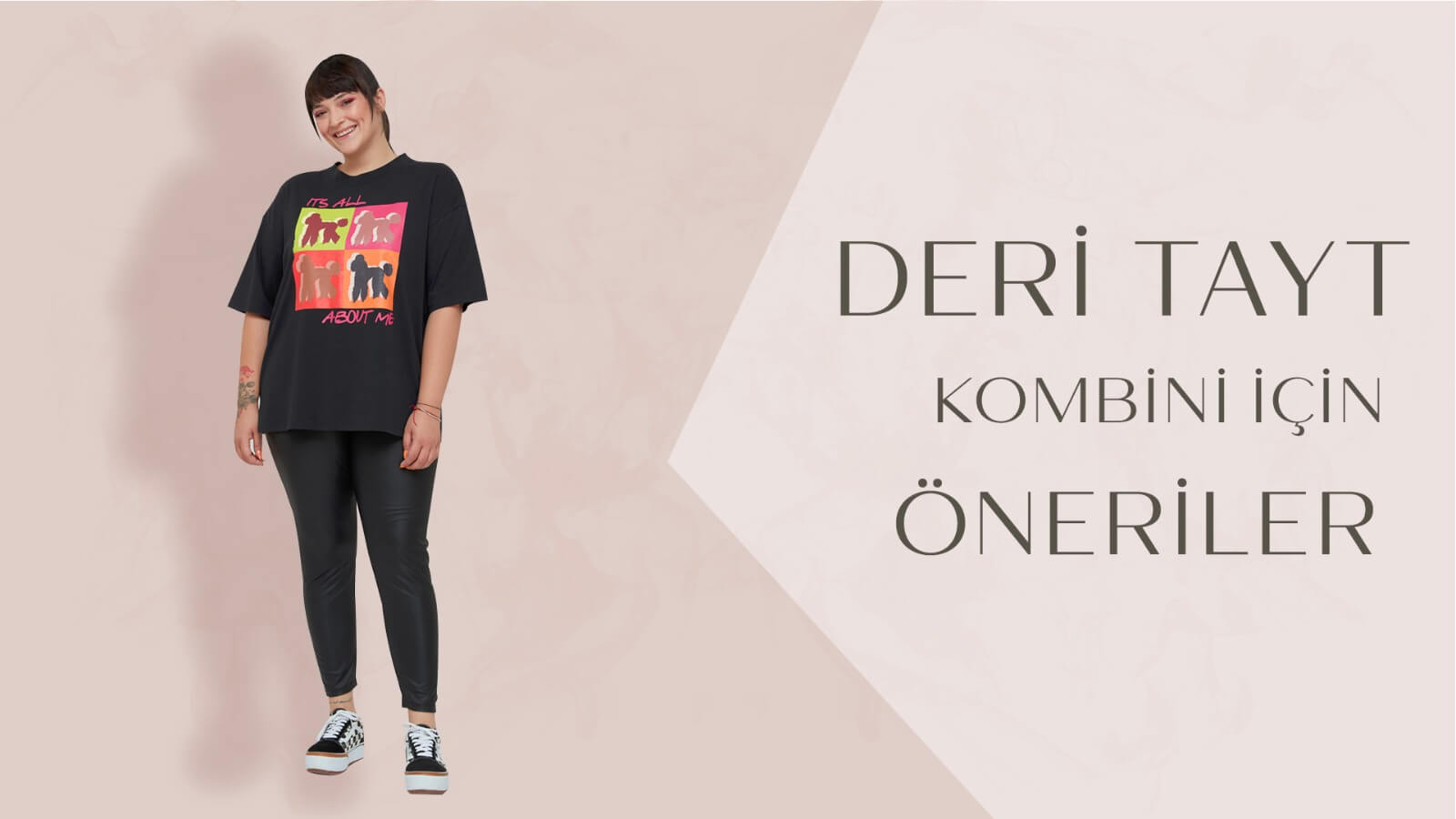 Büyük Bedende Deri Tayt Kombini İçin Öneriler