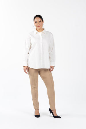 ADISSON %100 Organik Pamuk Uzun Kollu Büyük Beden Gömlek Beyaz | Luokk
