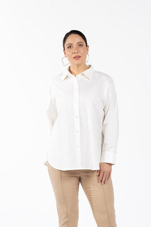 ADISSON %100 Organik Pamuk Uzun Kollu Büyük Beden Gömlek Beyaz | Luokk