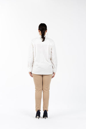 ADISSON %100 Organik Pamuk Uzun Kollu Büyük Beden Gömlek Beyaz | Luokk