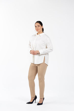 ADISSON %100 Organik Pamuk Uzun Kollu Büyük Beden Gömlek Beyaz | Luokk