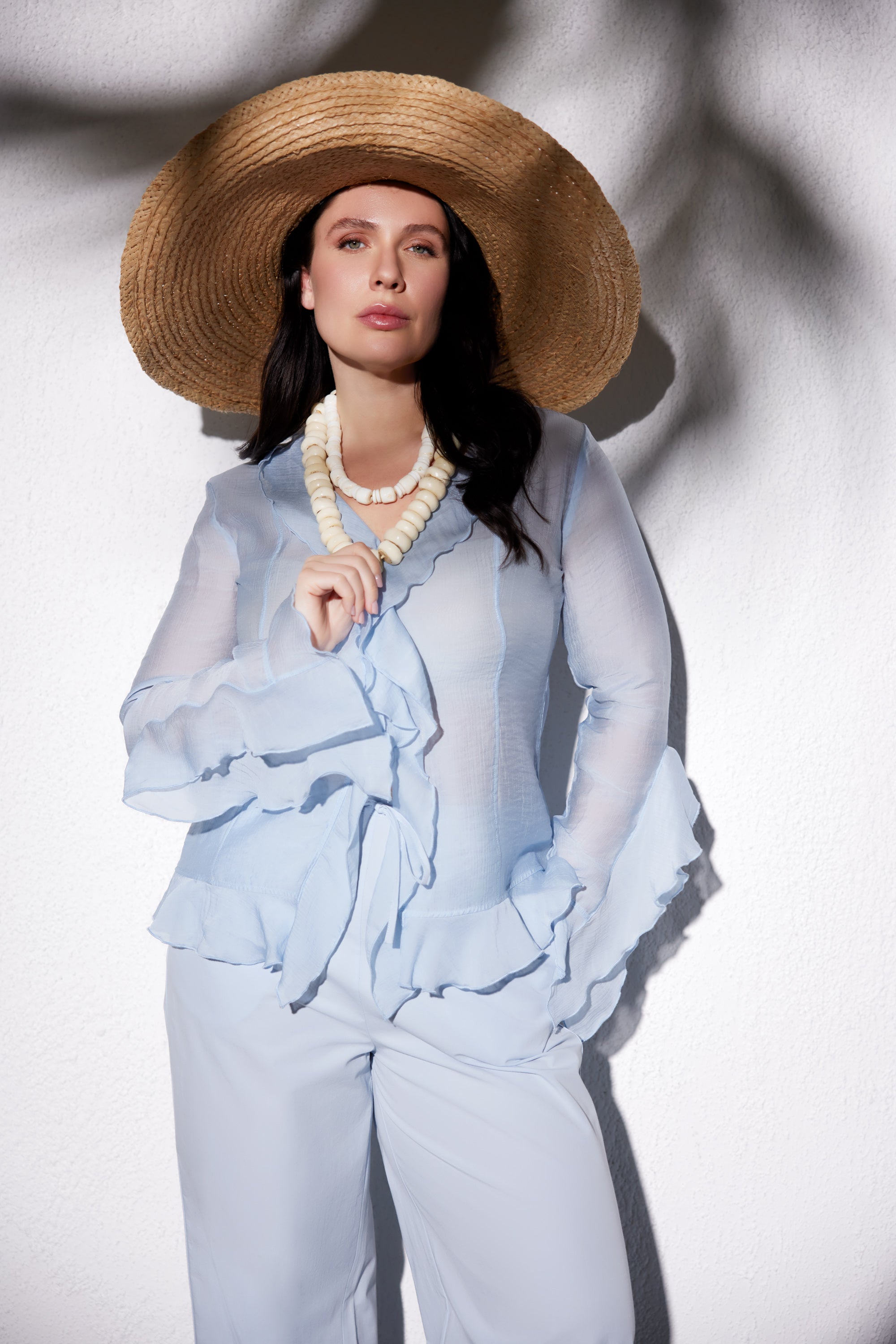 ALLEIA Plus Size Semi-Sheer Blouse