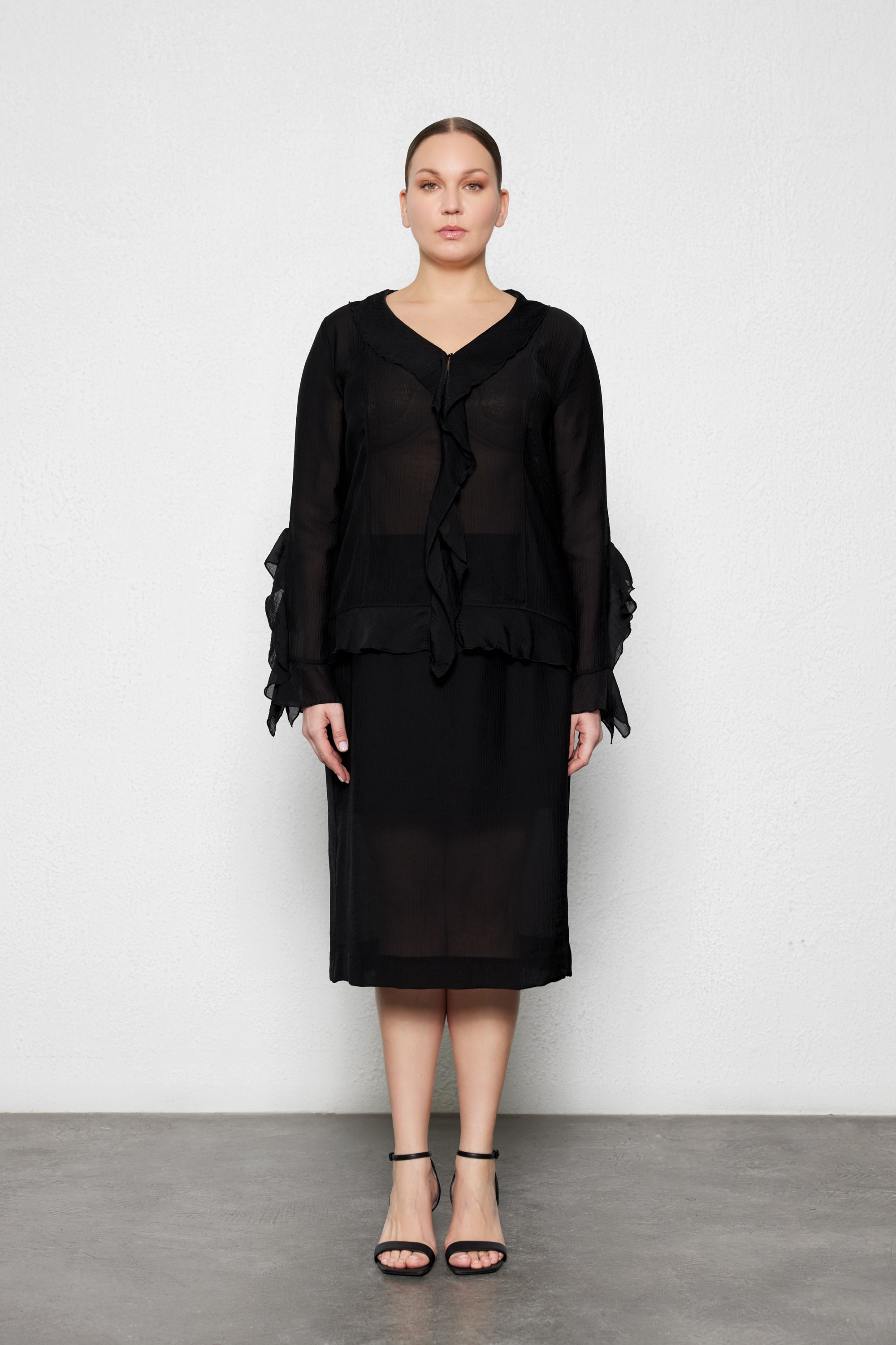 ALLEIA Plus Size Semi-Sheer Blouse