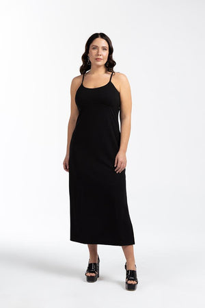 AMARI Askılı Midi Boy Büyük Beden Elbise Siyah | Luokk