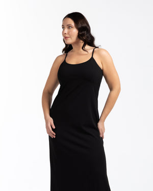 AMARI Askılı Midi Boy Büyük Beden Elbise Siyah | Luokk