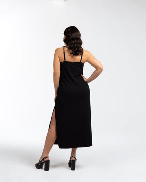 AMARI Askılı Midi Boy Büyük Beden Elbise Siyah | Luokk