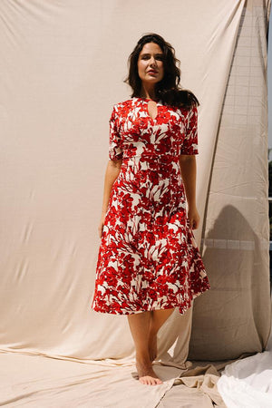 AMELIA Bisiklet Yaka Büyük Beden Elbise Bordo | Luokk