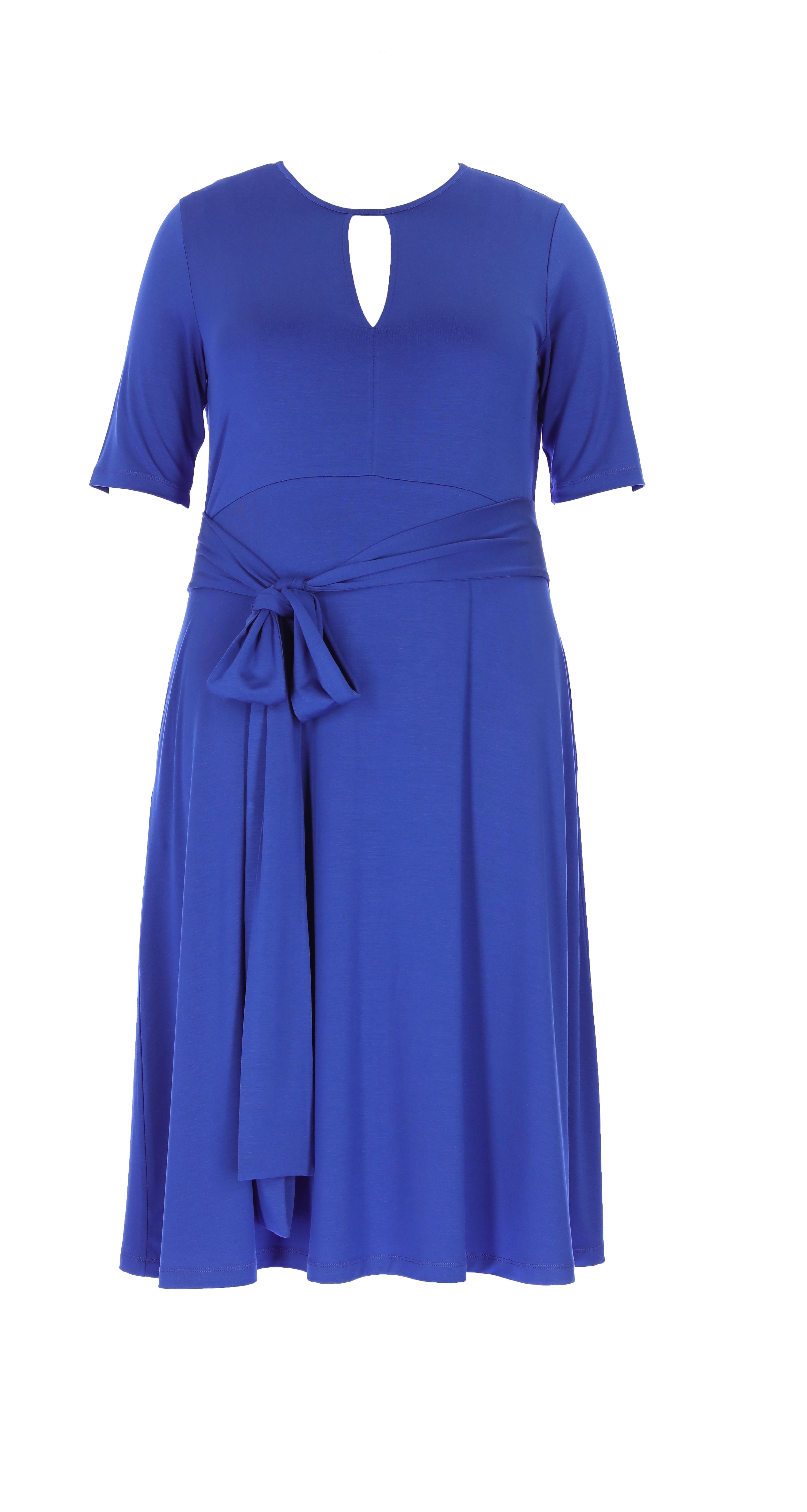 AMELIA Bisiklet Yaka Büyük Beden Elbise Sax | Luokk