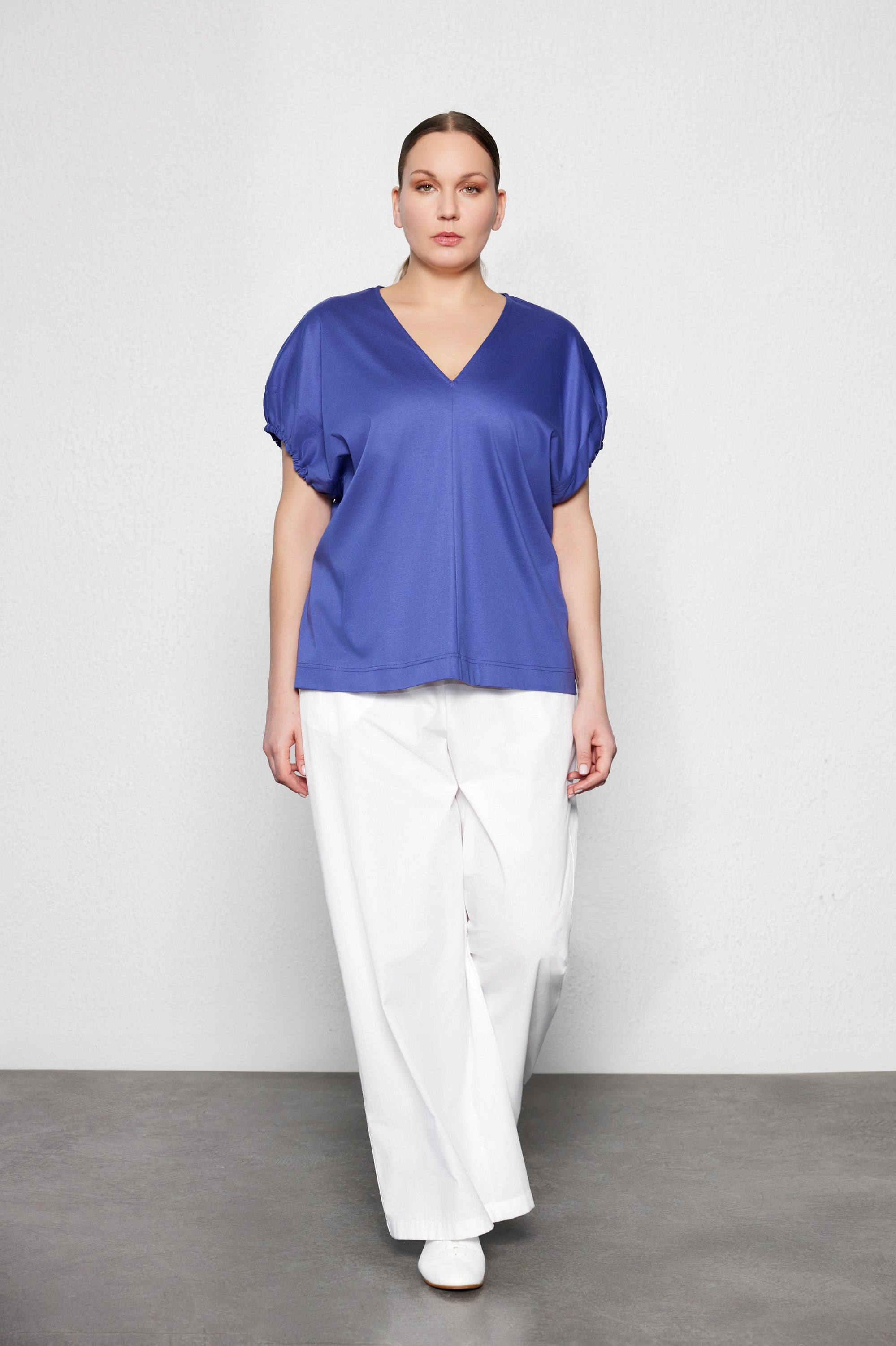 ANKO Ruched Sleeve Plus Size Purple Blouse