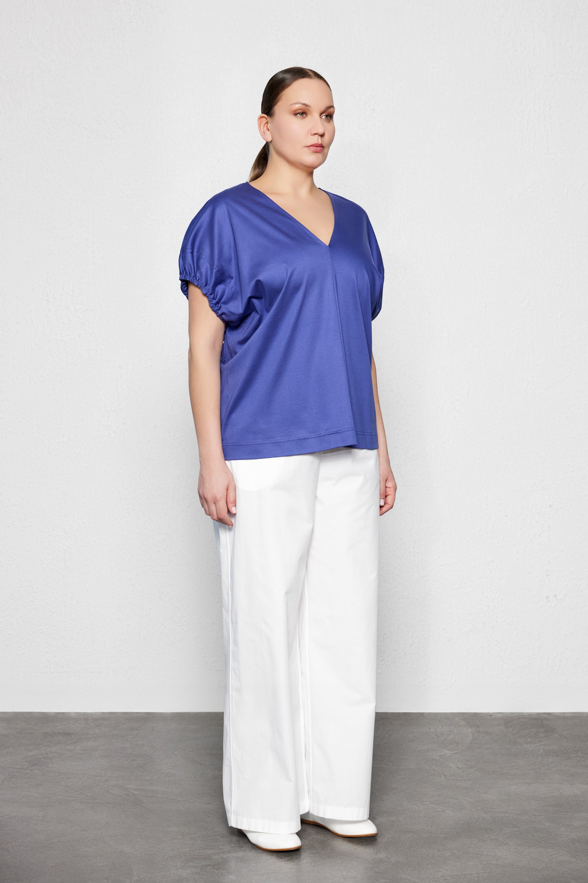 ANKO Kolu Büzgülü Büyük Beden Bluz Mor