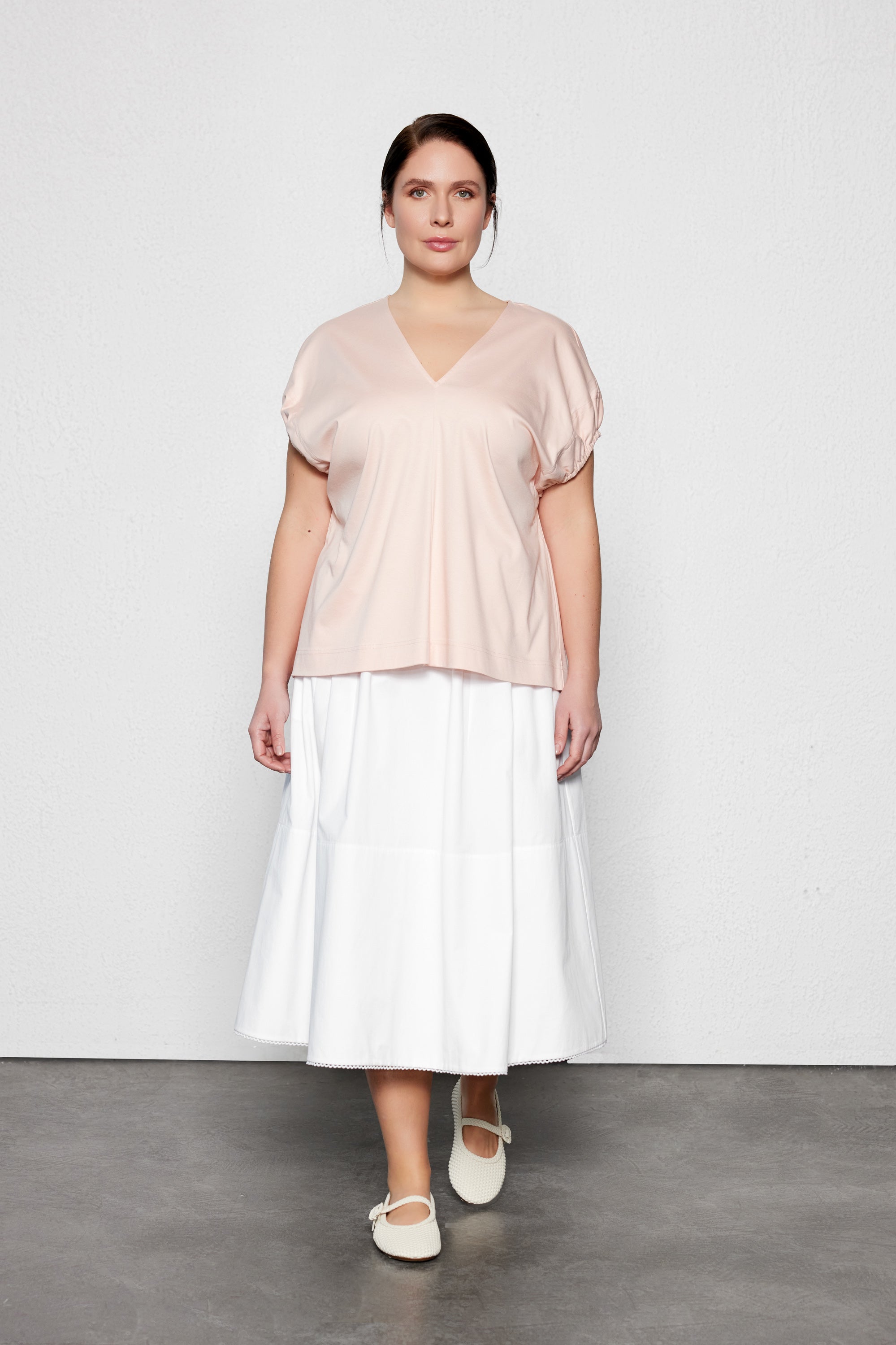 ANKO Ruched Sleeve Plus Size Blush Blouse