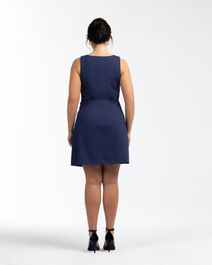 ANNABEL Kare Yaka Büyük Beden Mini Elbise Lacivert | Luokk