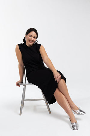 ASTRID Basic Pamuklu Büyük Beden Midi Boy Elbise Siyah | Luokk