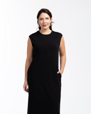 ASTRID Basic Pamuklu Büyük Beden Midi Boy Elbise Siyah | Luokk