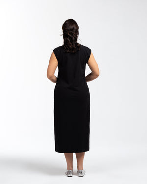 ASTRID Basic Pamuklu Büyük Beden Midi Boy Elbise Siyah | Luokk