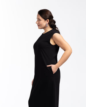 ASTRID Basic Pamuklu Büyük Beden Midi Boy Elbise Siyah | Luokk