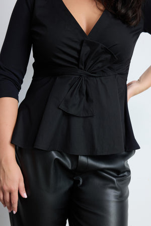 BEBE Truvakar Kollu Büyük Beden Bluz Siyah | Luokk