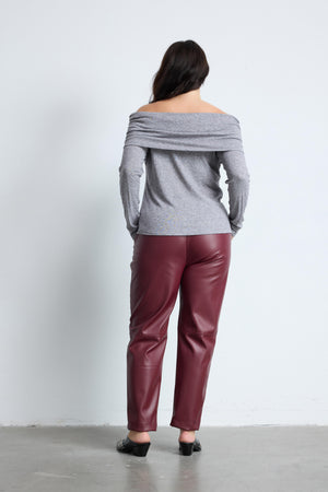 BONNIE Büyük Beden Madonna Yaka Bluz Gri-Melanj | Luokk