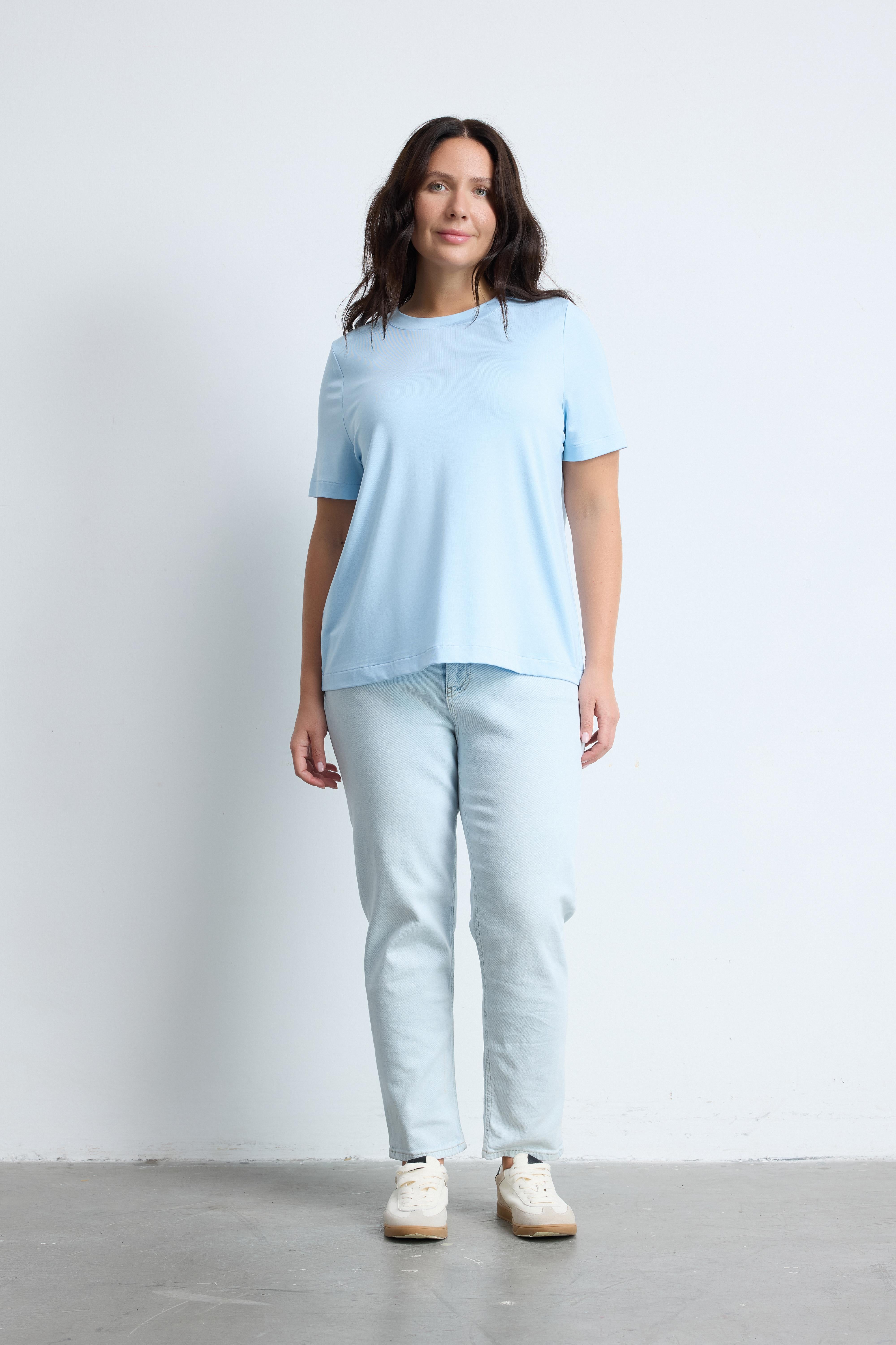 BRADLEY Bisiklet Yaka Büyük Beden Basic T-shirt Açık Mavi | Luokk