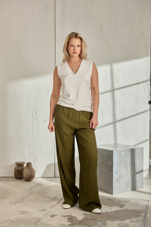 geniş paça haki pantolon