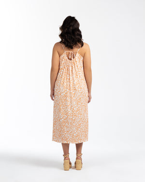 CARROL Askılı Desenli Büyük Beden Midi Boy Elbise Turuncu | Luokk