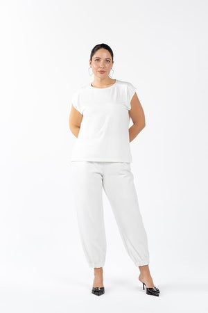 CASEY Bel ve Paça Lastikli Casual Büyük Beden Pantolon Ekru | Luokk