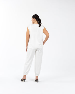 CASEY Bel ve Paça Lastikli Casual Büyük Beden Pantolon Ekru | Luokk