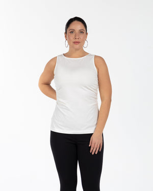 CHER Büzgü Detaylı Yırtmaçlı Büyük Beden Bluz Ekru | Luokk