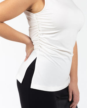 CHER Büzgü Detaylı Yırtmaçlı Büyük Beden Bluz Ekru | Luokk