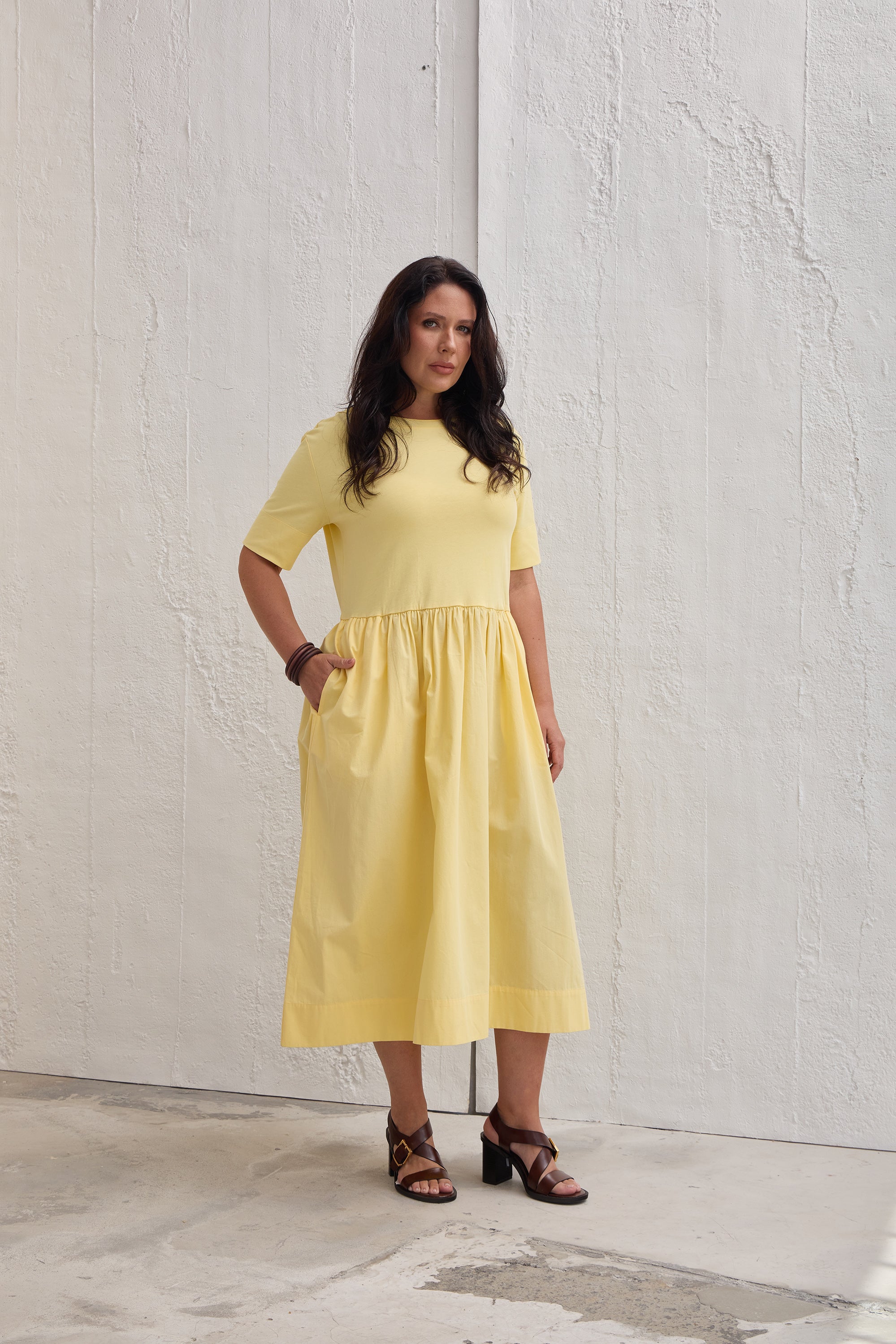 CHIARA Contrast Panel Plus Size Midi Dress