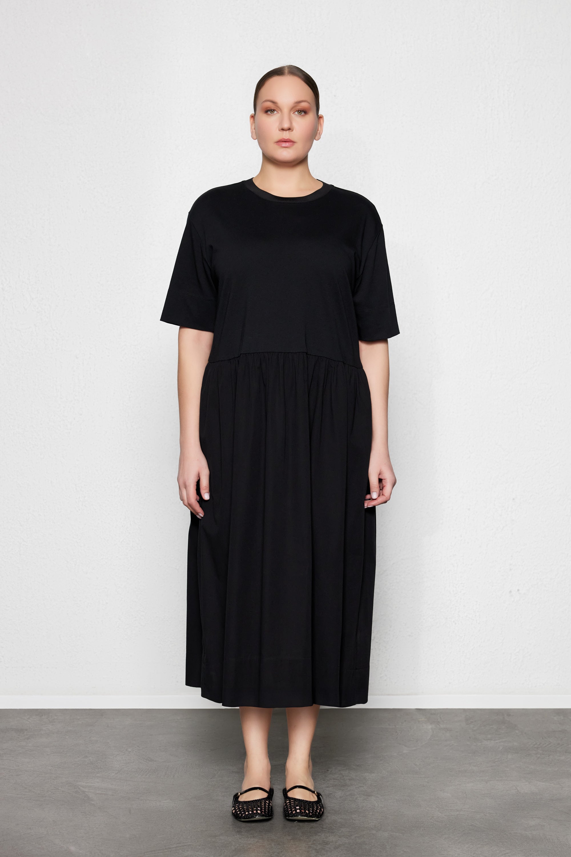 CHIARA Contrast Panel Plus Size Midi Dress