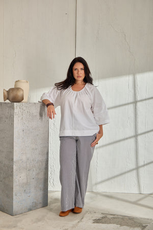 çizgili poplin pantolon