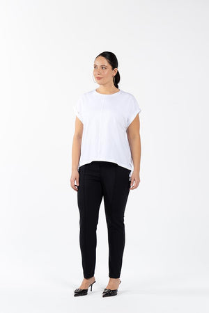 DARIA Bisiklet Yaka Yandan Büzgülü Pamuklu Büyük Beden T-shirt Beyaz | Luokk