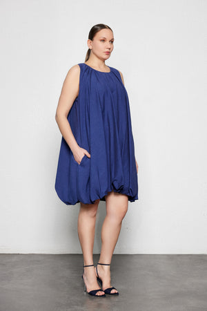 DOLCE Büyük Beden Mini Balon Elbise Mor | Luokk