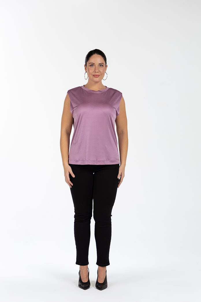 DOLLY Plus Size Sleeveless Shiny T-Shirt