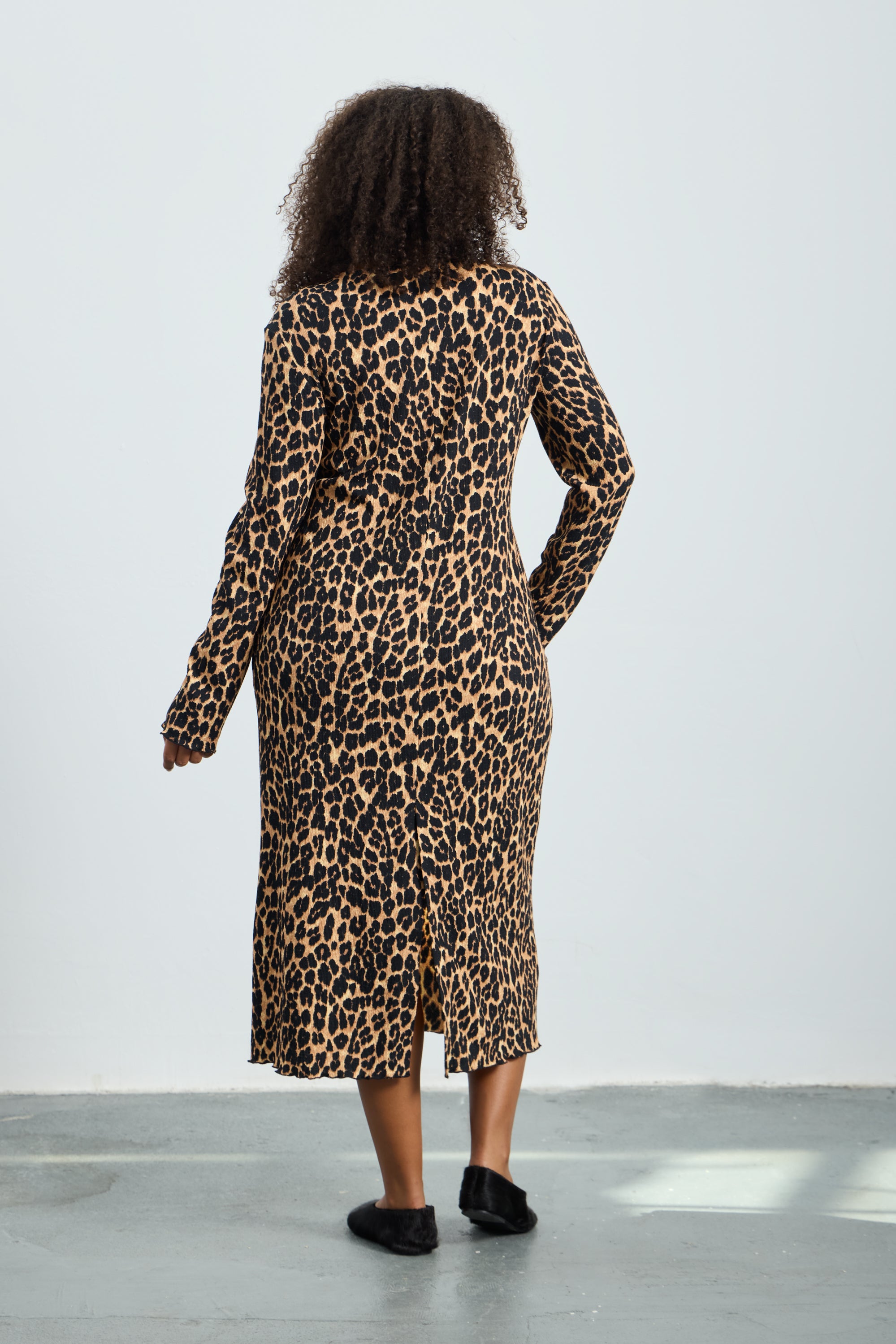 EMPIRE Leopard Print Long Sleeve Plus Size Dress