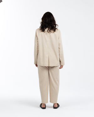 FALLON Pamuklu Büyük Beden Blazer Keten Ceket Bej | Luokk