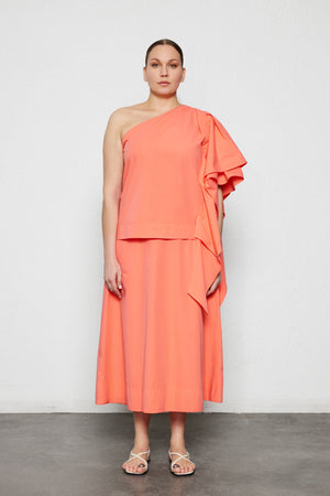 FLAME Büyük Beden Tek Kollu Bluz Turuncu | Luokk