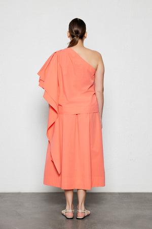 FLAME Büyük Beden Tek Kollu Bluz Turuncu | Luokk