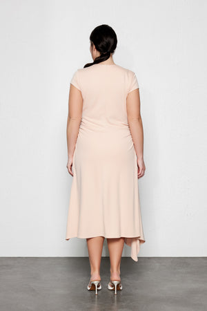 GALAIA Büyük Beden V Yaka Midi Elbise Pudra | Luokk