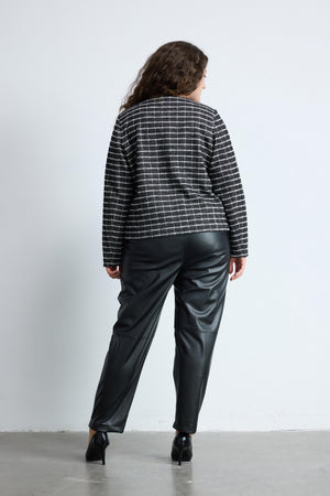 HAYLEY Yuvarlak Yaka Pamuklu Maxi Çiçek Detaylı Büyük Beden Tüvit Ceket Siyah | Luokk