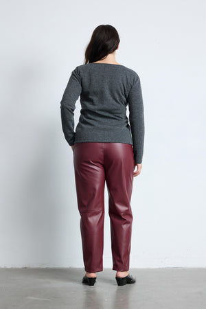 JULIANA V Yaka Uzun Kollu Büyük Beden Bluz Antrasit | Luokk