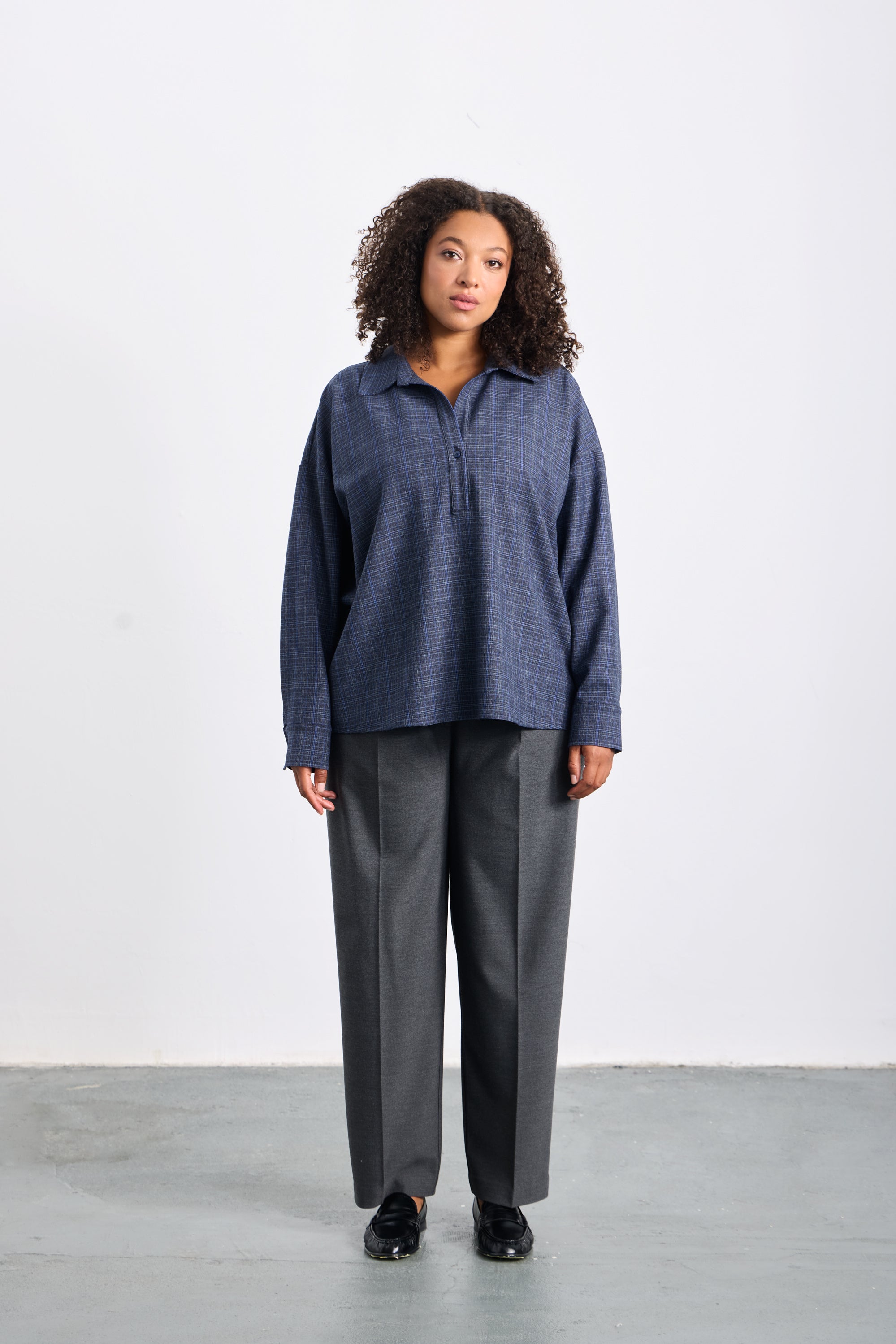 KANISSA Düğmeli Polo Yakalı Ekose Gömlek Ekose