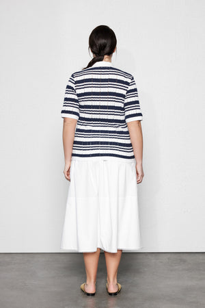 KEITH Büyük Beden Çizgili Triko Bluz Lacivert-Beyaz | Luokk