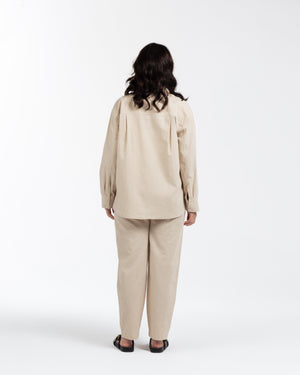 KINSEY Pamuklu Büyük Beden Keten Gömlek Bej | Luokk