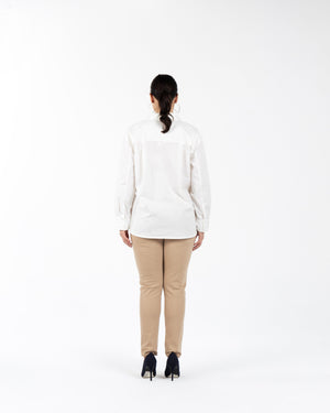 KINSEY Pamuklu Büyük Beden Keten Gömlek Beyaz | Luokk