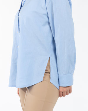 KINSEY Pamuklu Büyük Beden Keten Gömlek Mavi | Luokk