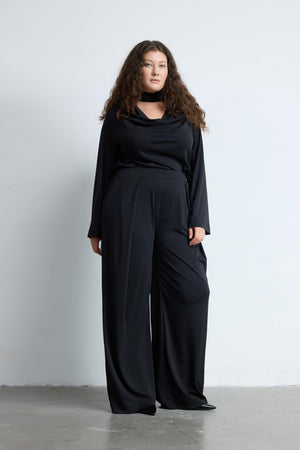 LESIA Beli Lastikli Cepli Düz Kesim Büyük Beden Pantolon Siyah | Luokk