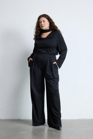 LESIA Beli Lastikli Cepli Düz Kesim Büyük Beden Pantolon Siyah | Luokk