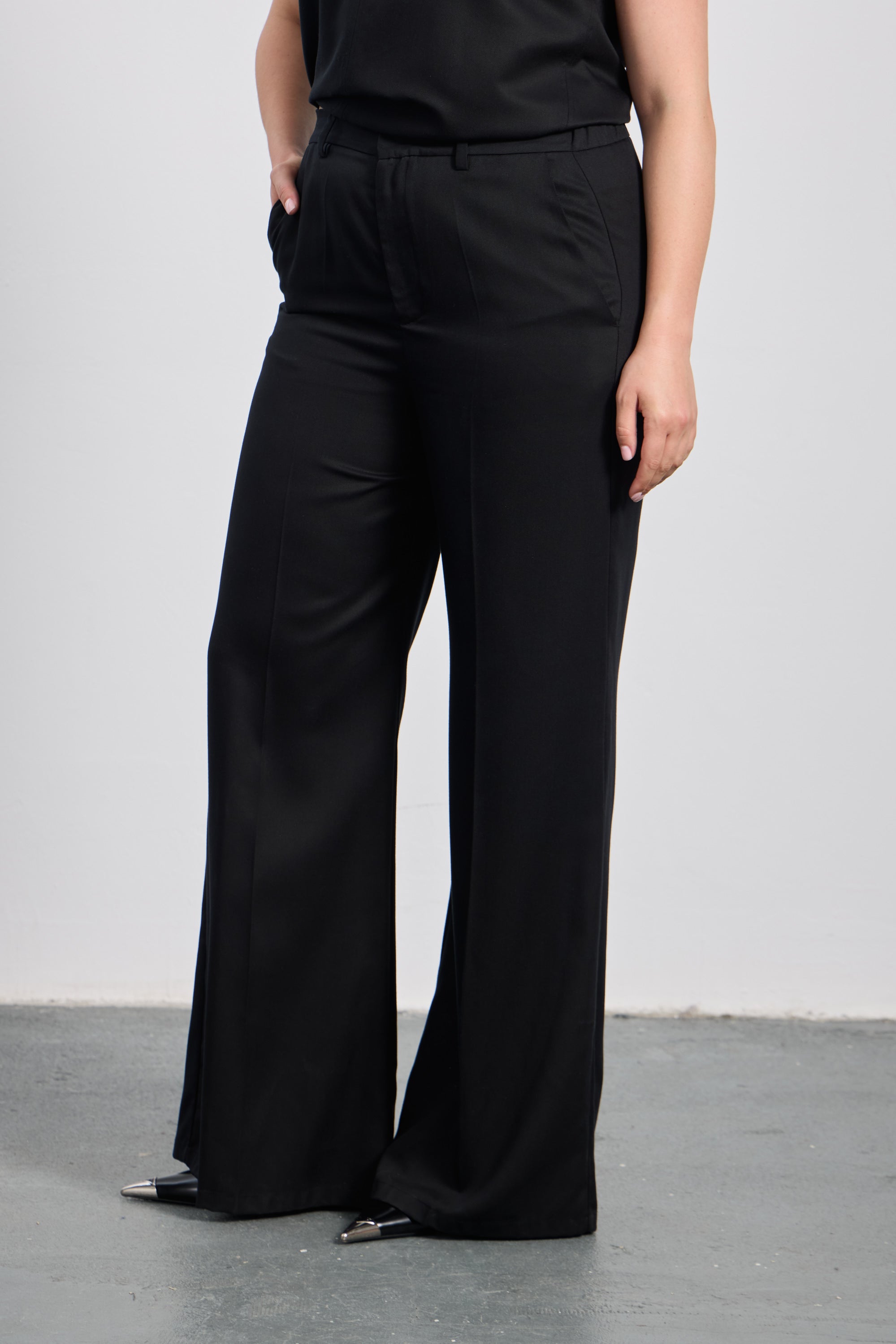 LORRIE Düz Kesim Yüksek Bel Pantolon Siyah